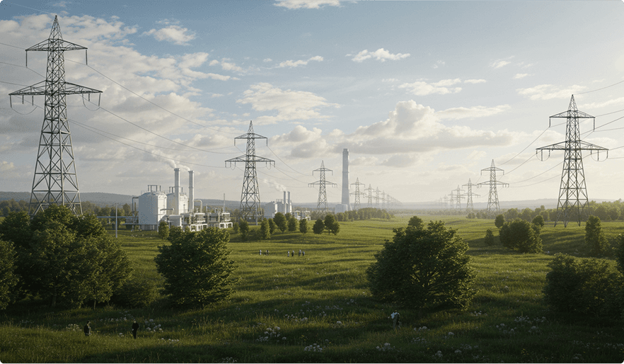 Power lines landscape