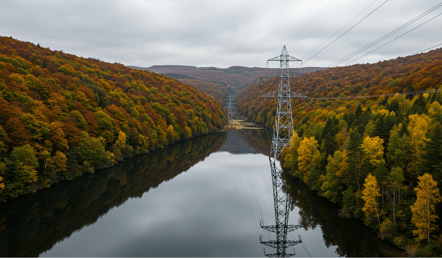 Power Lines in Forest